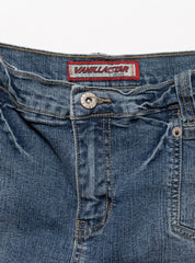 Vintage Vanilla Star Denim Pleated Mini Skirt