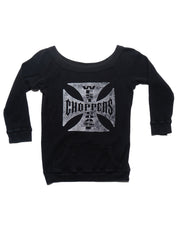 Vintage West Coast Choppers 3/4 Sleeve Waffle Top Black