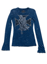 Vintage West Coast Choppers Long Sleeve Paint Splatter Tee Blue
