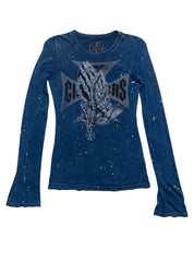 Vintage West Coast Choppers Long Sleeve Paint Splatter Tee Blue