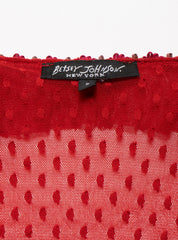 Vintage Betsy Johnson Red Mesh Scoop Neck Top