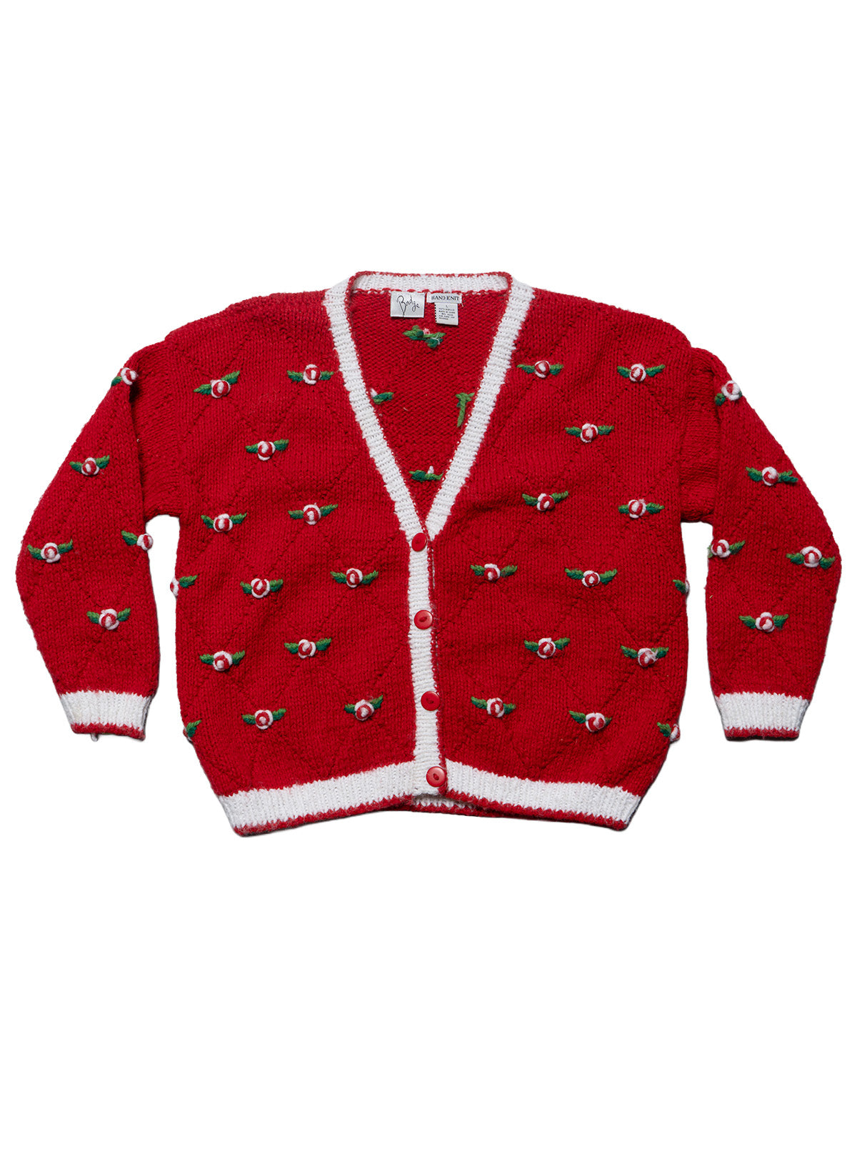 Vintage Badge Red Hand Knit Sweater