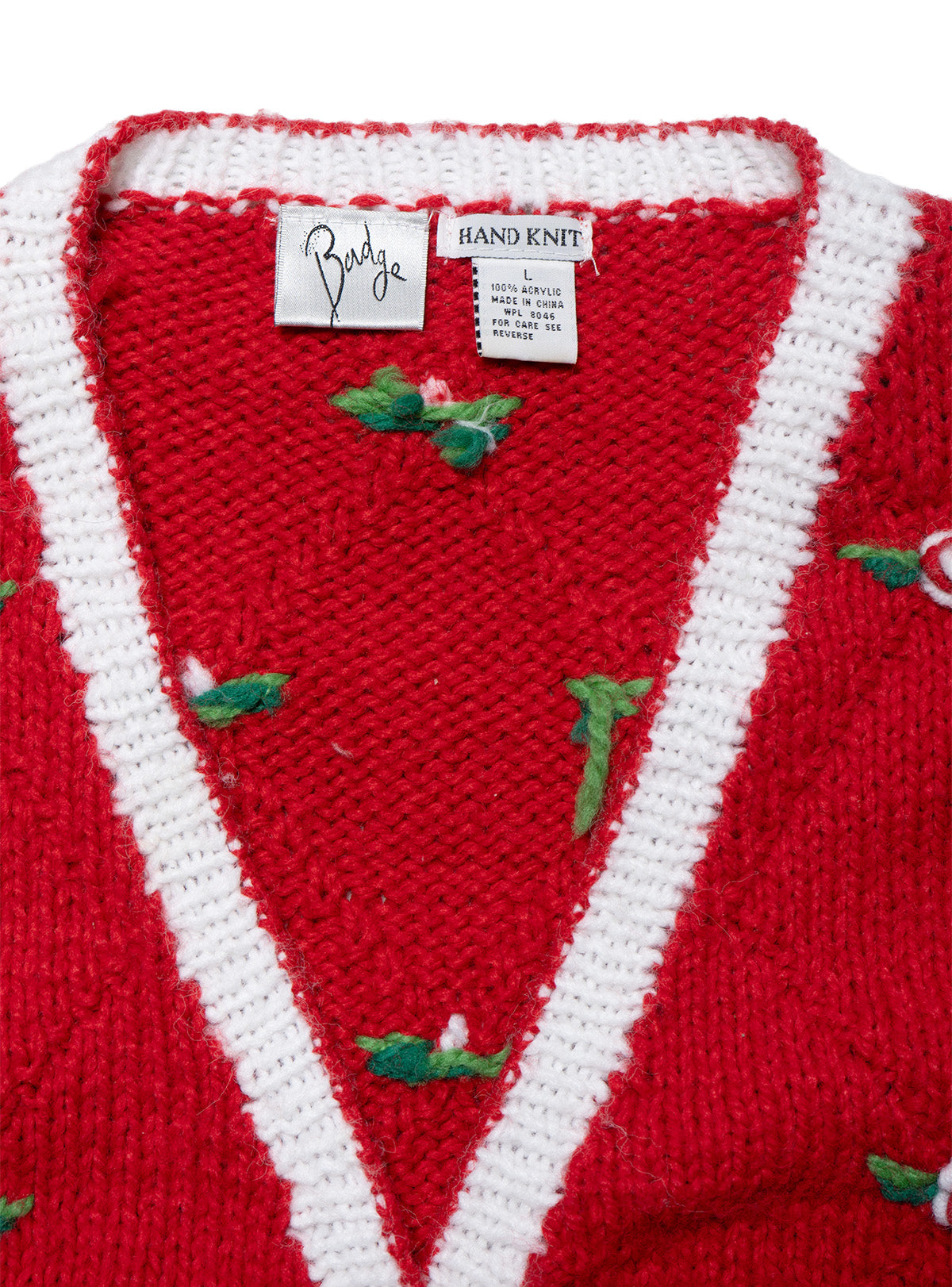 Vintage Badge Red Hand Knit Sweater