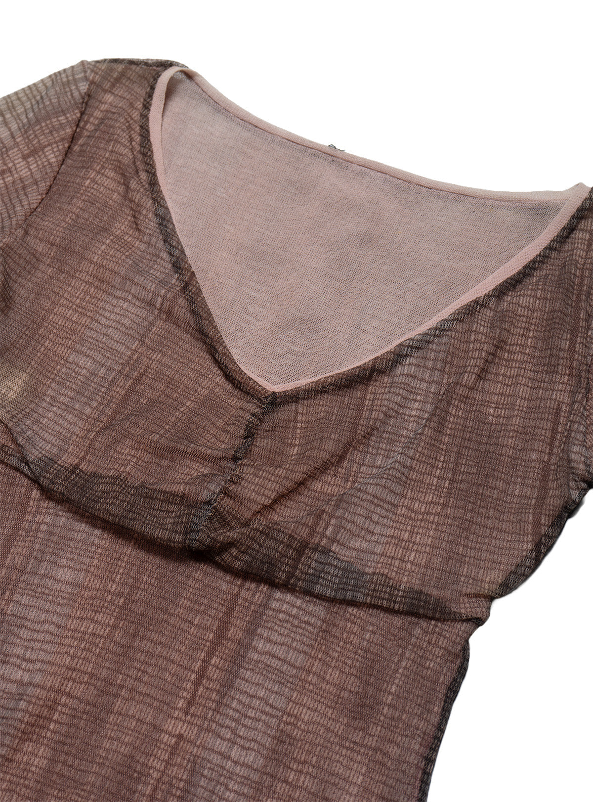 Vintage Brown Y2K Mesh Shirt