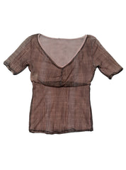 Vintage Brown Y2K Mesh Shirt