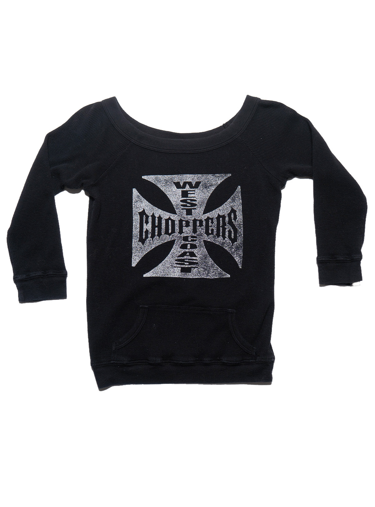 Vintage West Coast Choppers 3/4 Sleeve Waffle Top Black