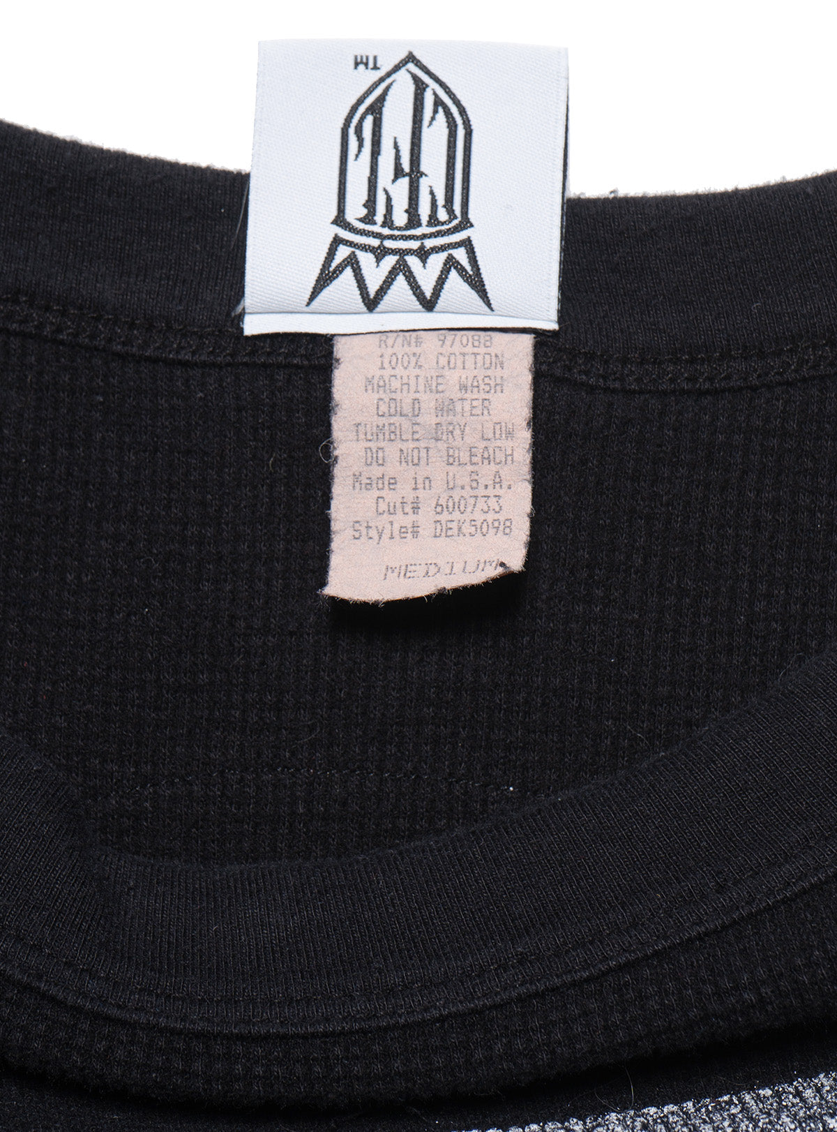 Vintage West Coast Choppers 3/4 Sleeve Waffle Top Black