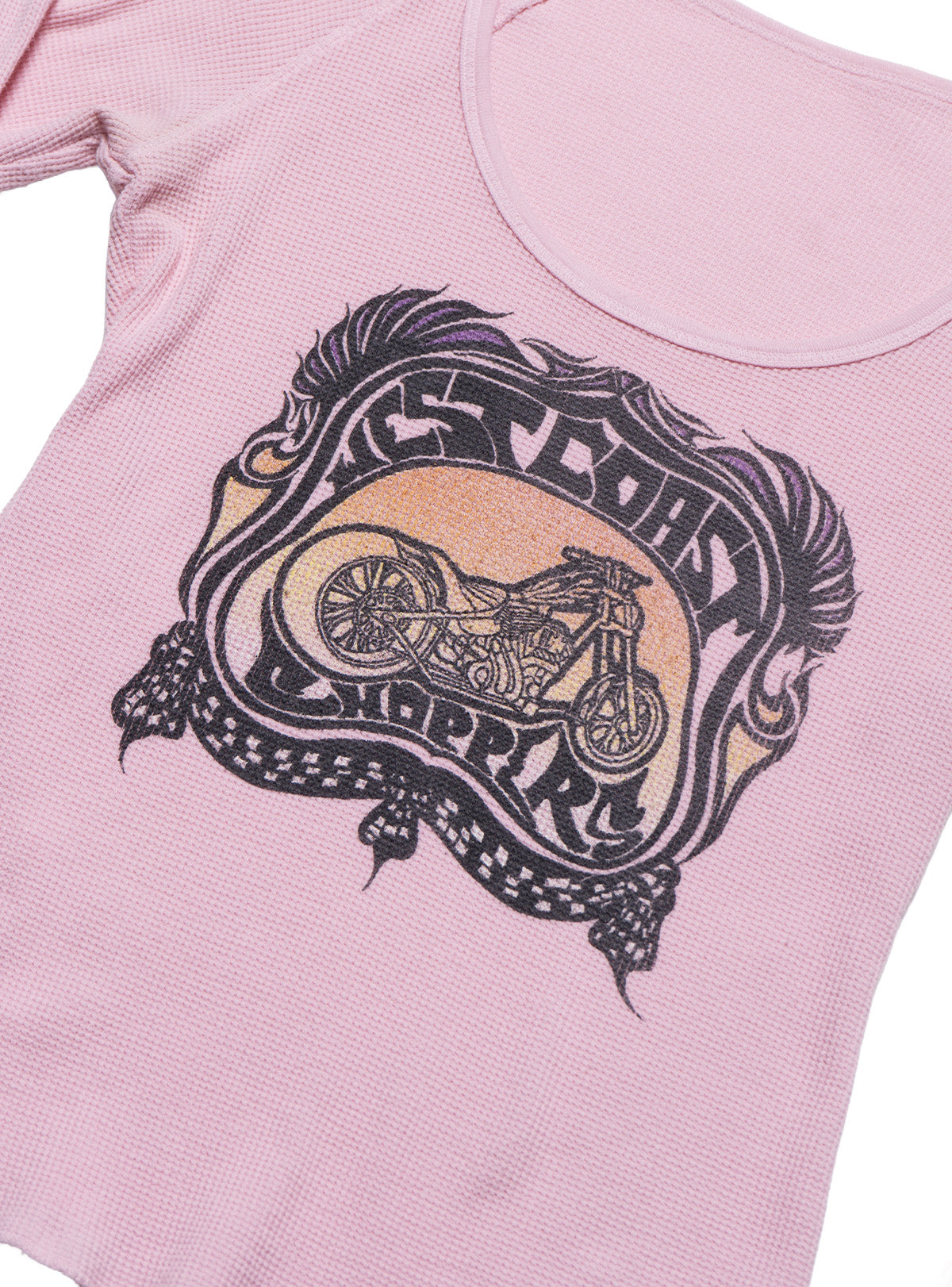 Vintage West Coast Choppers Long Sleeve Waffle Tee Pink
