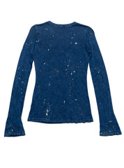 Vintage West Coast Choppers Long Sleeve Paint Splatter Tee Blue
