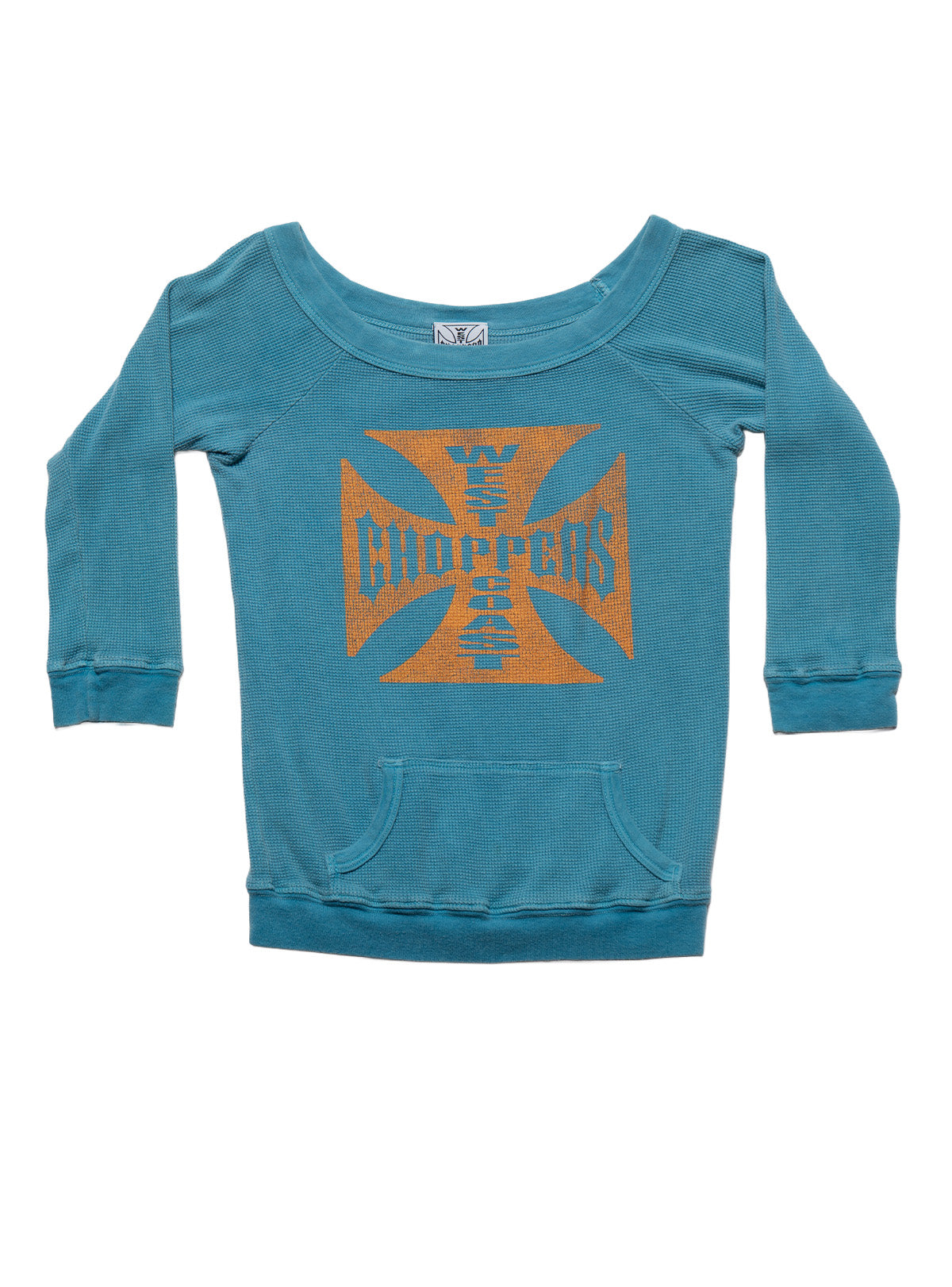 Vintage West Coast Choppers 3/4 Sleeve Waffle Tee Blue