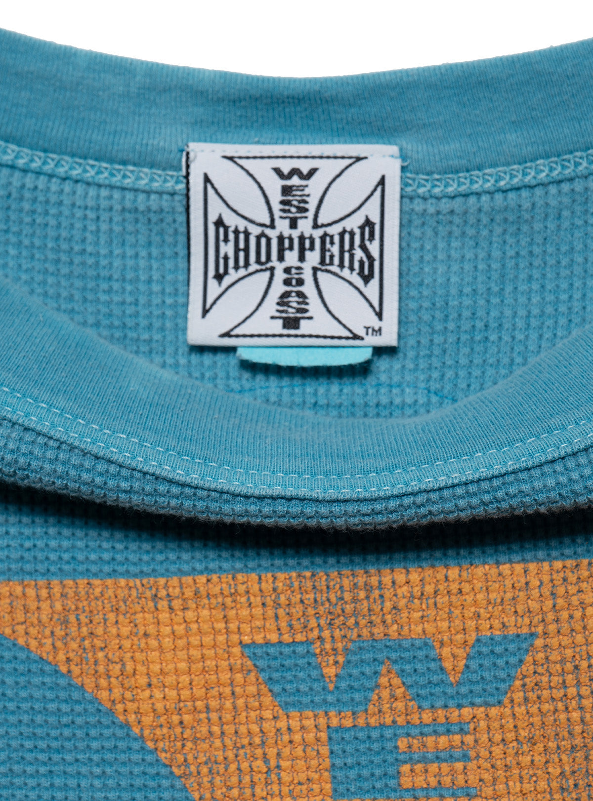 Vintage West Coast Choppers 3/4 Sleeve Waffle Tee Blue